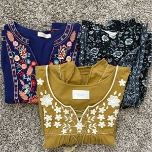 Lot of 3 Embroidered Tops